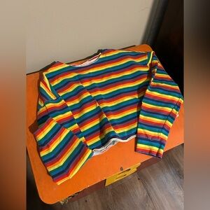 Urban Outfitters Rainbow Striped cropped crewneck